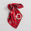 Poliéster Cetim Red Rope Cadeado Lenços Little Square Scarf